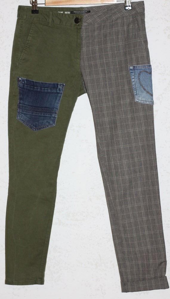 Two Tone Reconstructed Multipocket Jeans Upcycled… - image 2