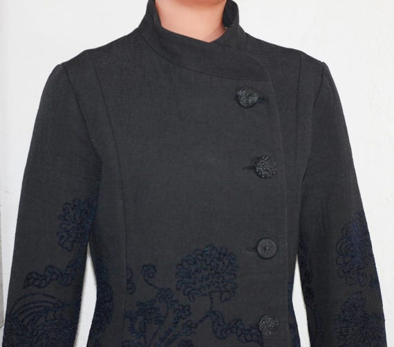 Black Desigual Coat Patchwork Embroidered Goth St… - image 4