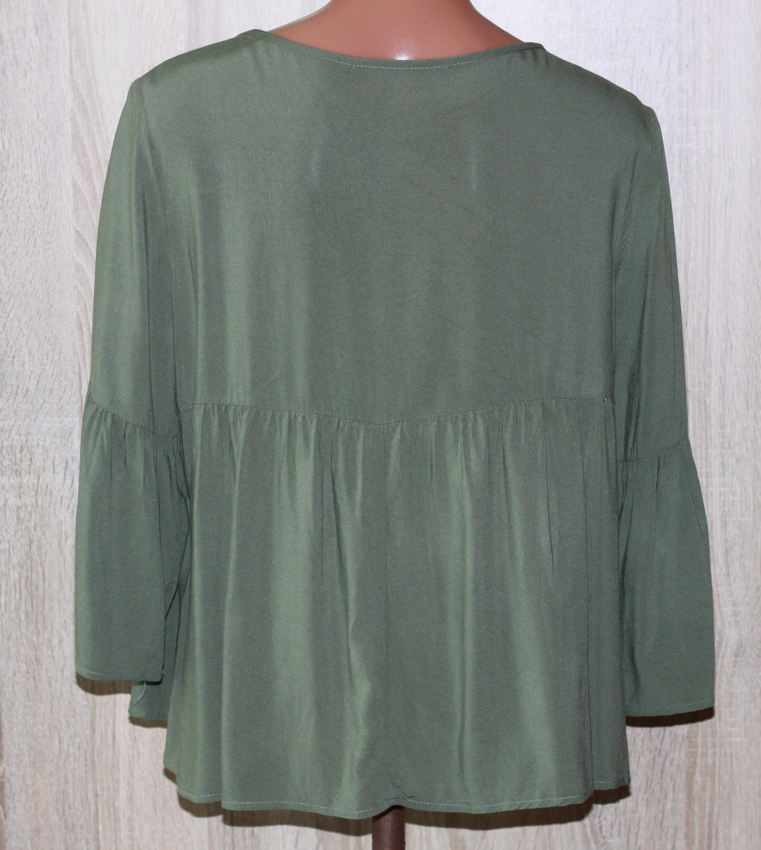 Olive Green Slinky Professional Blouse PLUS main image 1