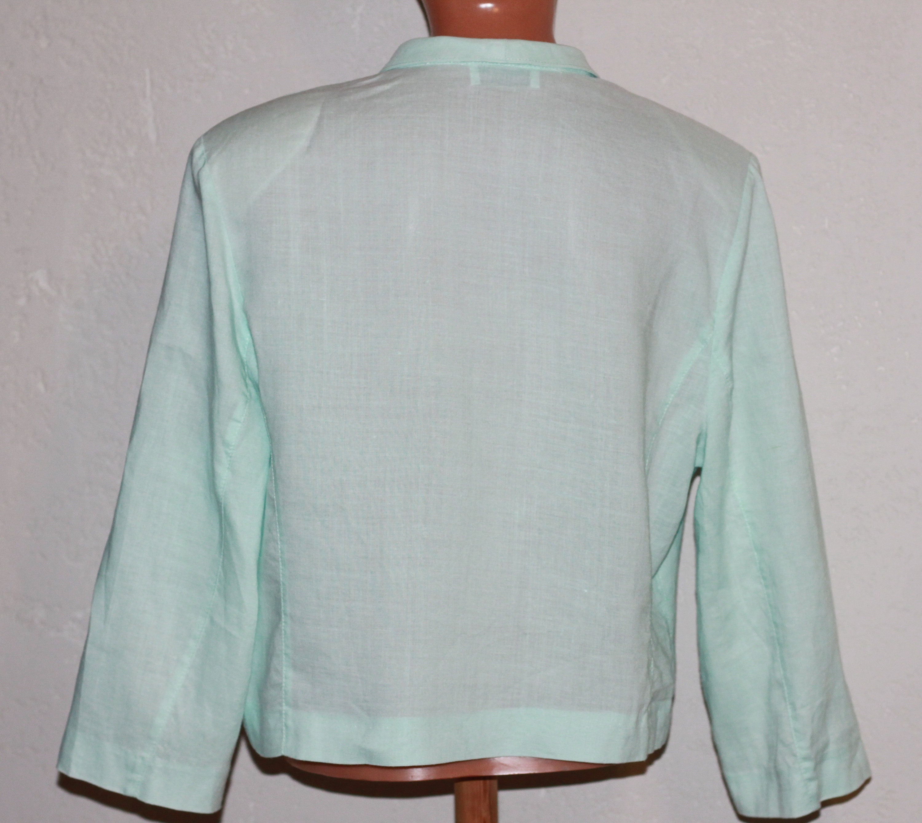 Mint Linen Blazer Jacket Bolero 3/4 Sleeves With Shoulder Pads - Etsy