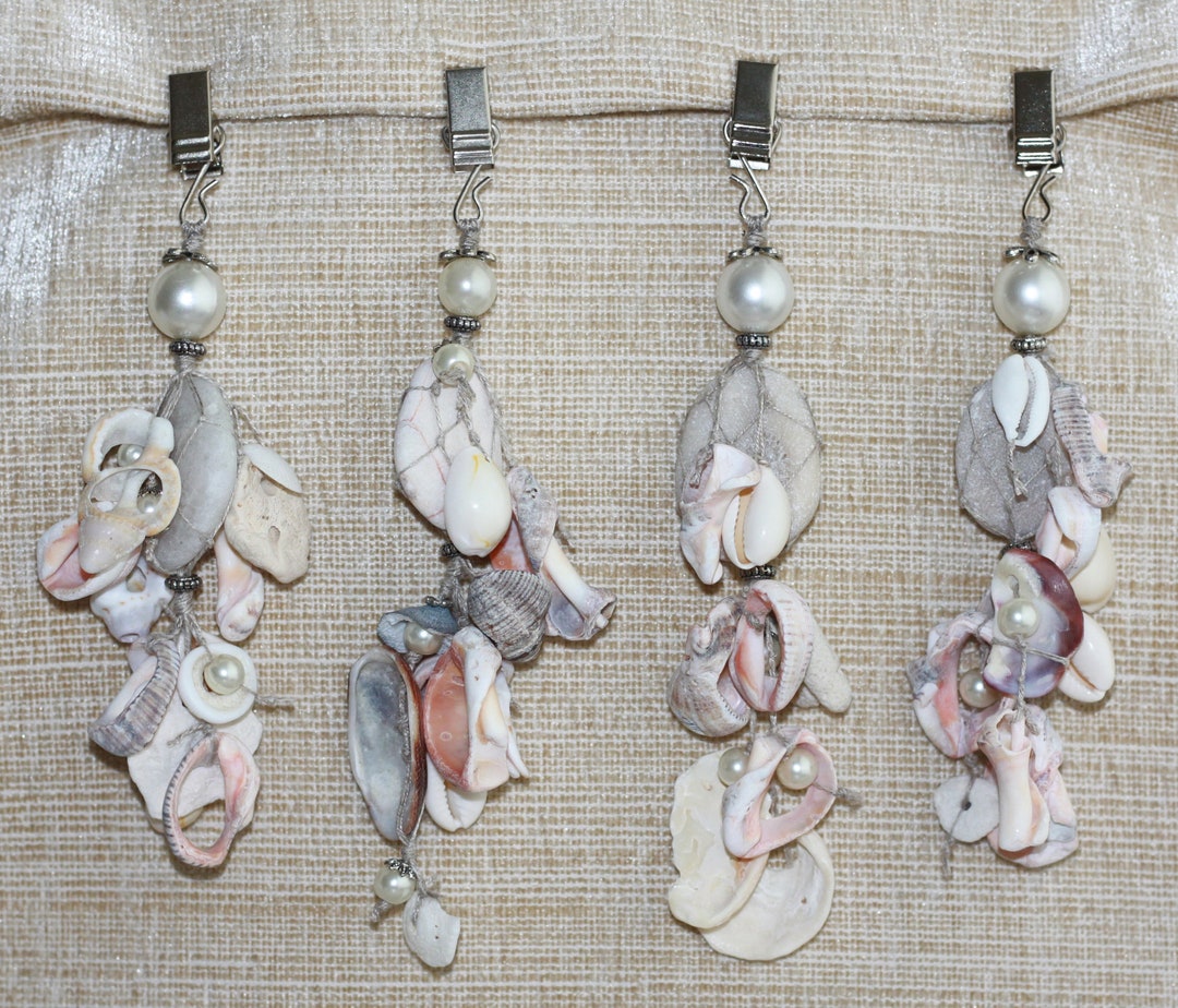 4 Pieces Tablecloth Weights Natural Beach Stone Shells Hand Knotted ...