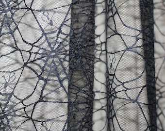 Black Day Curtain Fabric with Spider Web Pattern 150 x 255 cm