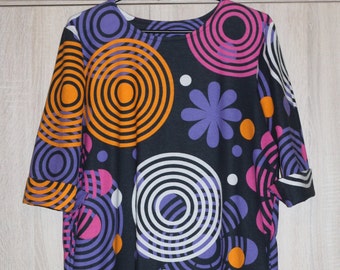 Cotton Maxi Dress, Vintage Multicolor dress, Dress with Pockets, Size L