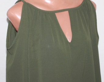 Off shoulder blouse, Olive green khaki,  Long sleeves top, Size M/L