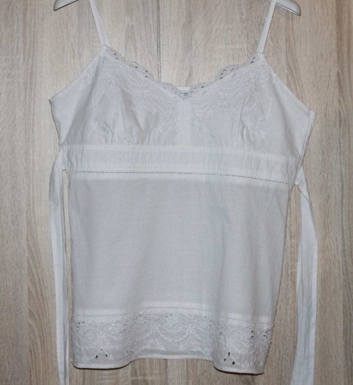 White Handloom Cotton Spaghetti Ehsaas Strap Top