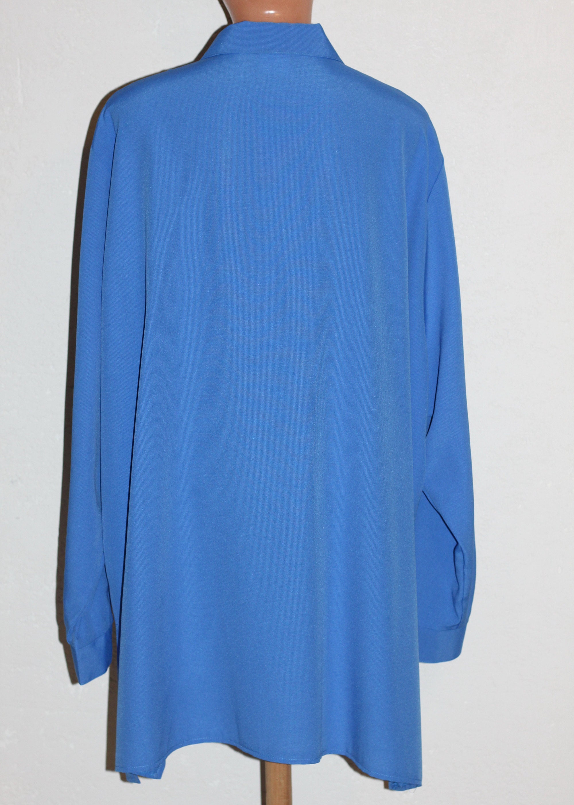 Vintage 90s Royal Blue Viscose Long Sleeve Blouse Plus Size - Etsy