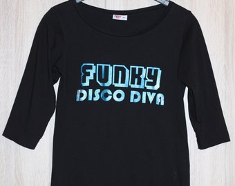 Funky Disco Diva Black Cotton Top Size XS