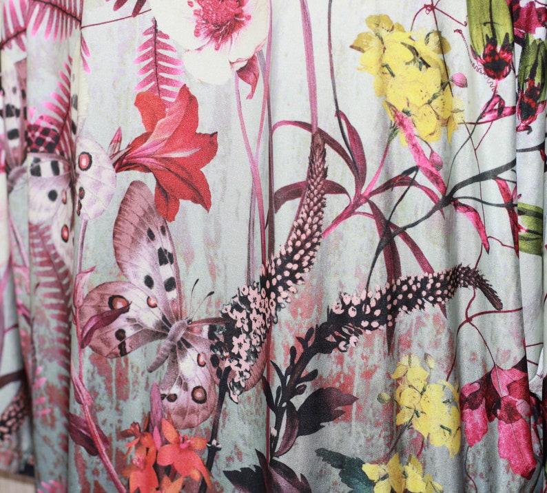 Floral Print Bird Butterflies Nature Oversized Top T Shirt Blouse Size XXL