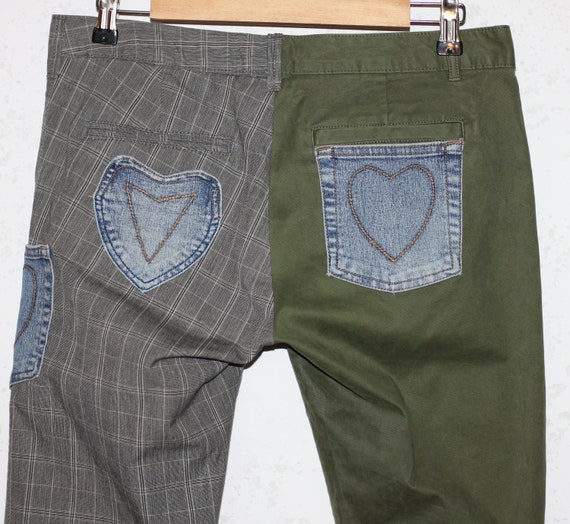 Two Tone Reconstructed Multipocket Jeans Upcycled… - image 5