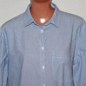 Cotton Blue and White Striped Long Blouse Shirt Dress Size L/XL