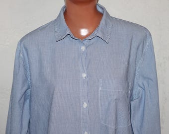 Cotton  Long Blouse, Striped Shirt Dress, Size L/XL
