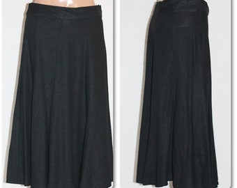 Jupe midi noire en lin et viscose taille S