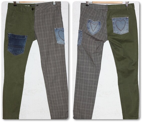 Two Tone Reconstructed Multipocket Jeans Upcycled… - image 1