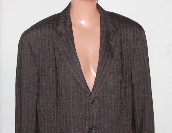 Massimo Dutti, Massimo Dutti Mens Brown Striped Linen Blend Blazer Jacket Size UK 42