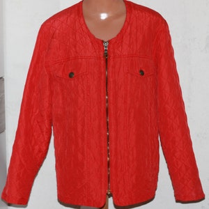 Quilted Red Silk Jacket Blazer Size L/XL