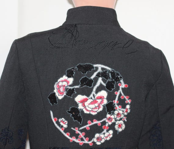 Black Desigual Coat Patchwork Embroidered Goth St… - image 8