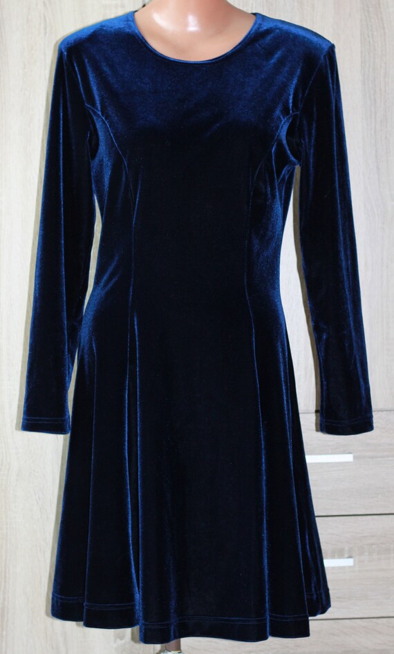 navy blue skater dress with sleeves