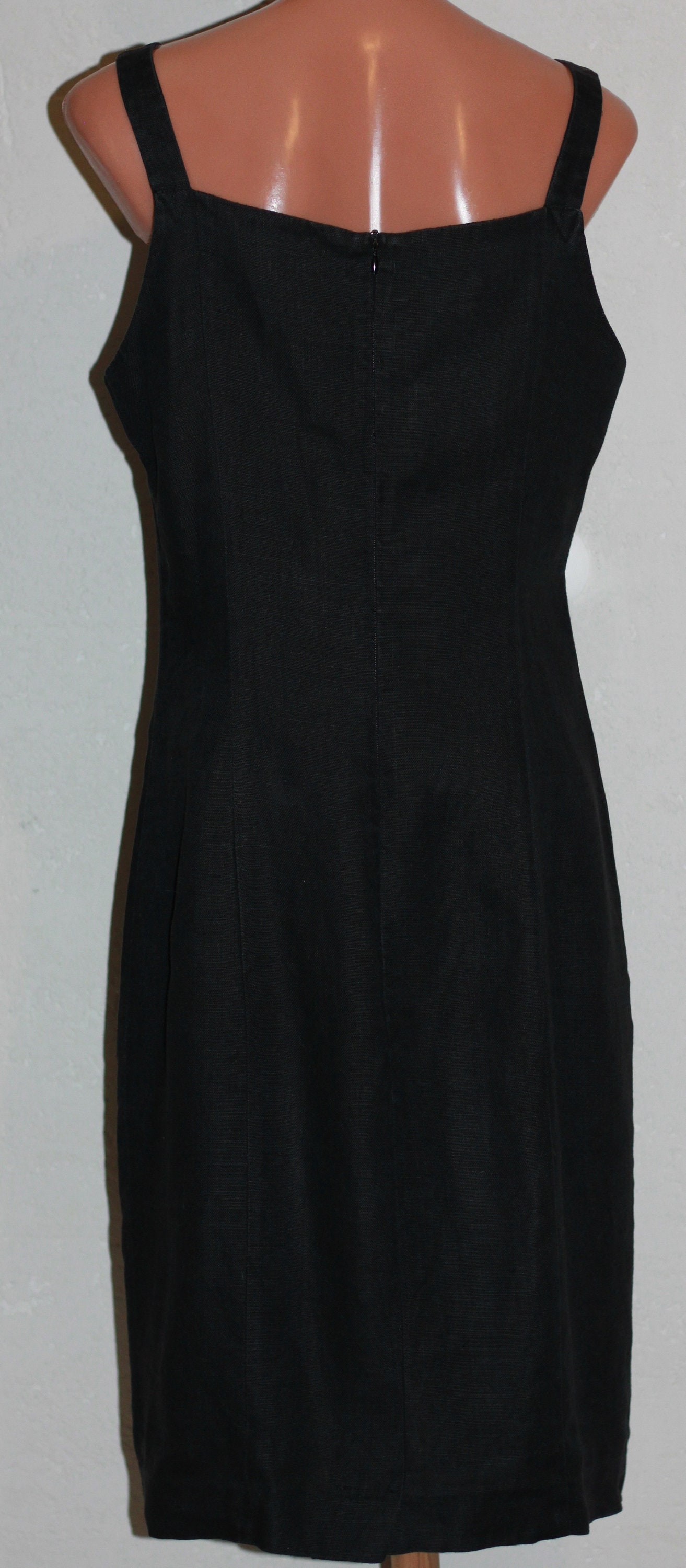 Black Linen Dress with Straps