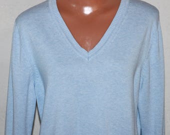 Light Blue Cotton Pullover Sweater Size L