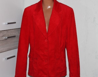 Vintage Red Cotton Corduroy Jacket Blazer with Pocket Size L