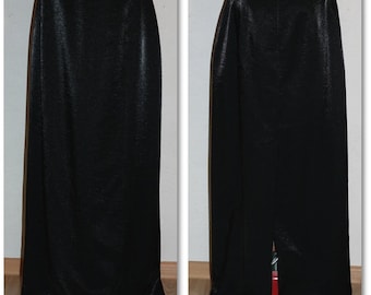 Black Metallic Sheen Maxi A-line Skirt with Back Slit Size M