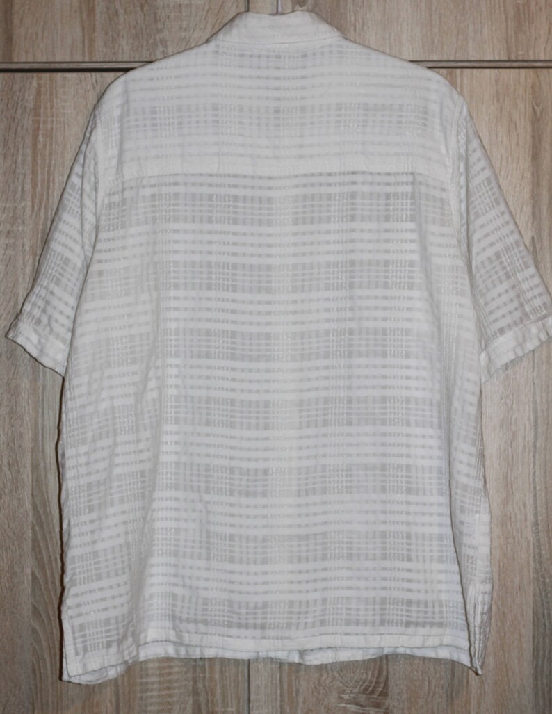 White Checked Blouse Size XL Joie de Vivre Vintage Blouse