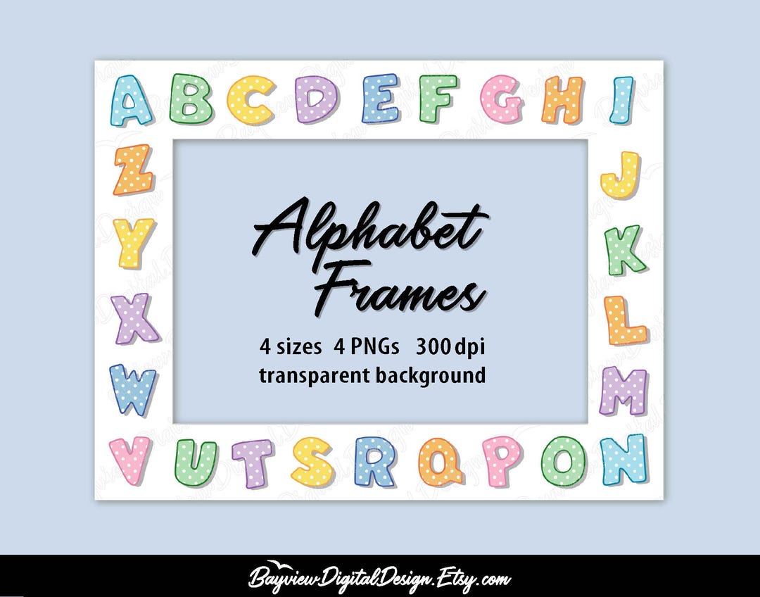 Alphabet Frame Clip Art: Nursery Sublimation PNG (digital Download) - Etsy