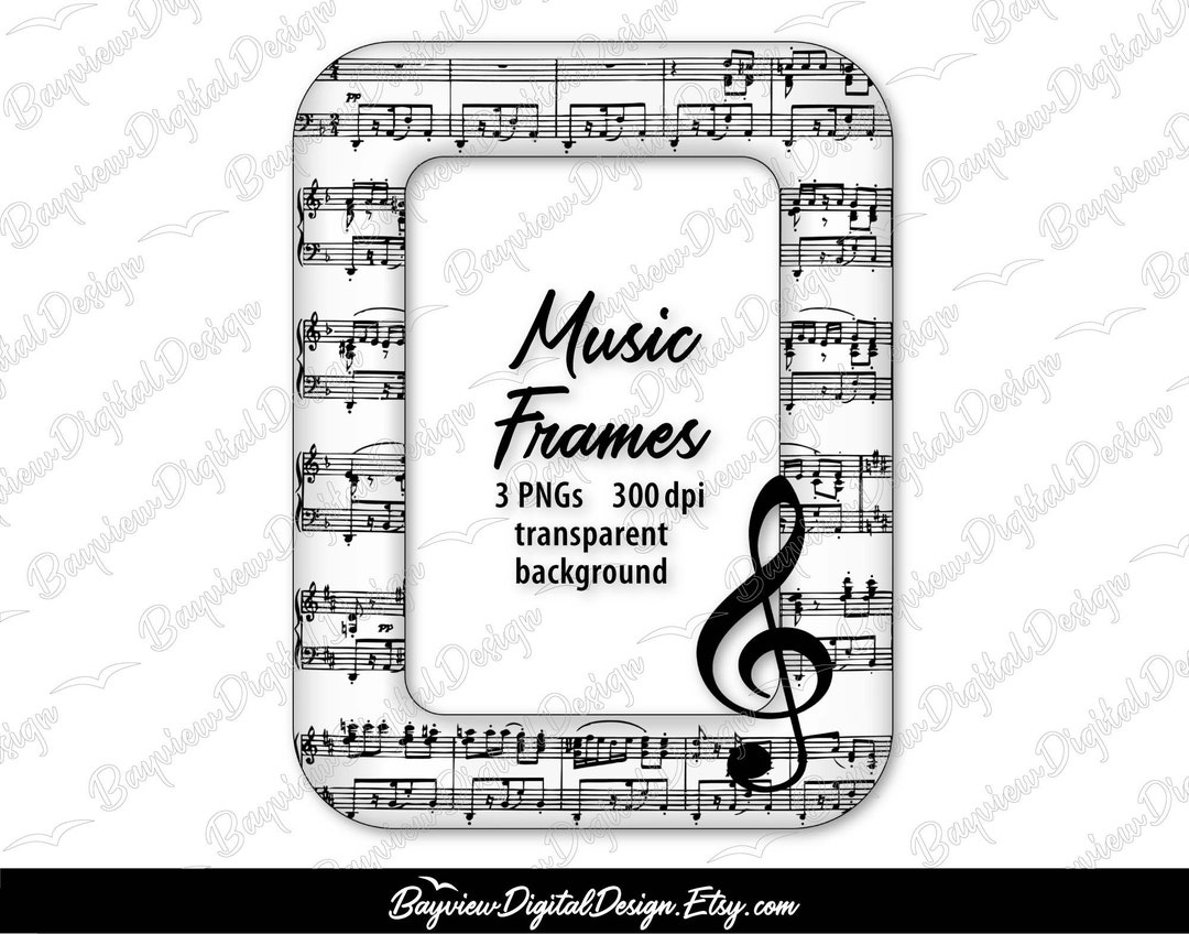 Sheet Music Frame CLIP Art Concert Poster PNG Treble Clef Etsy