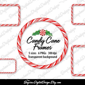 Clip Art de Bengala Doce, Moldura de Foto Feliz Natal, Borda de Bengala Doce PNG, Imprimível de Natal, Arquivo de Corte de Natal, Guarnição de Azevinho de Hortelã-pimenta