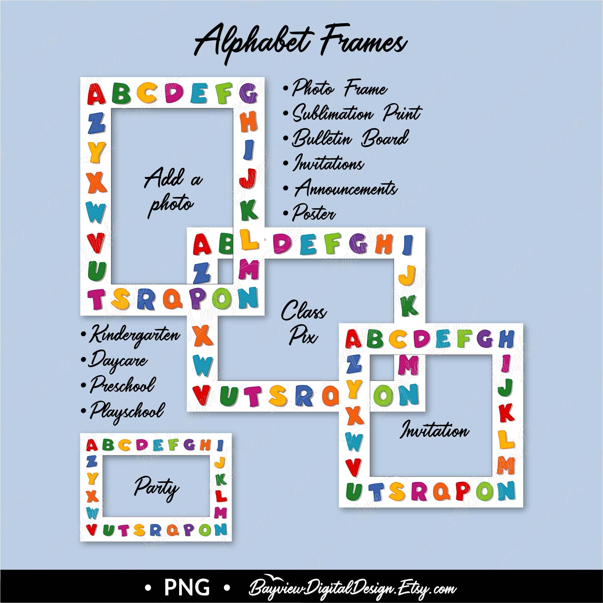 Alphabet Frames PNG: School Clip Art for Sublimation (digital Download ...