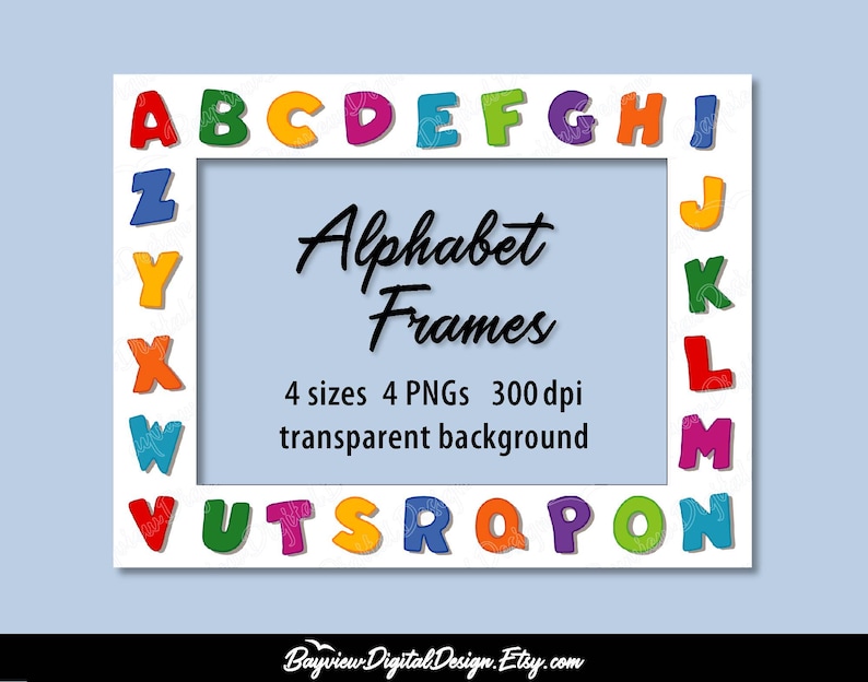 Alphabet Frames PNG: School Clip Art for Sublimation (digital Download ...