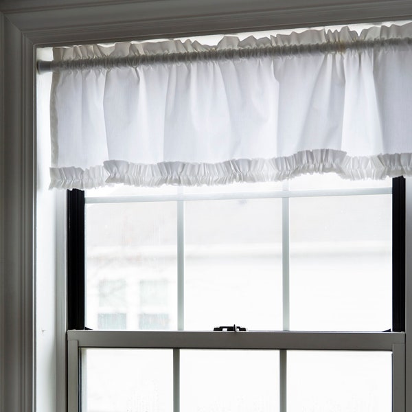 Window valance farmhouse|kitchen curtain|white valance|shabby chic curtains