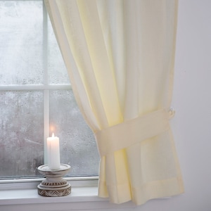 Short yellow linen curtains| curtains for kitchen|1 panel