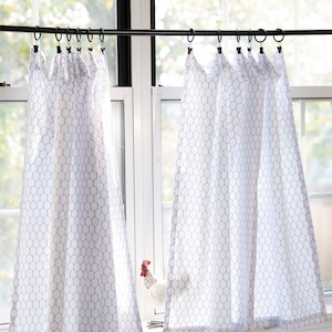 Cafe curtains chicken wire|White farmhouse curtains|Short curtains