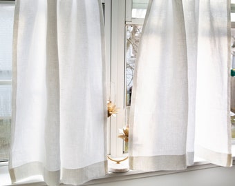 Linen cafe curtains| simple SOFT white|Kitchen curtains|1 panel