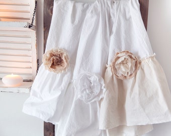 Handmade Ruffled Kitchen Towel: Cottagecore Fabric Rose Decor