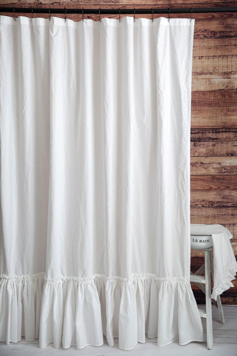 Shower Curtain Extra Long White or Natural 84shower Etsy