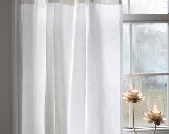 Linen curtains white| Curtains rod pocket|Kitchen curtains|1 panel