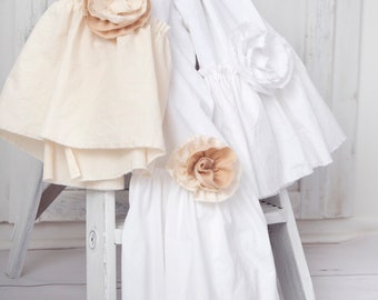 Shabby Chic Flour Sack Towels: Ruffled Cotton Flower Set