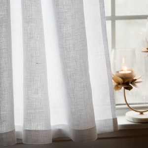 Linen cafe curtains simple whiteKitchen curtains1 panel image 5