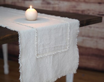 Rustic table runner farmhouse frayed edges