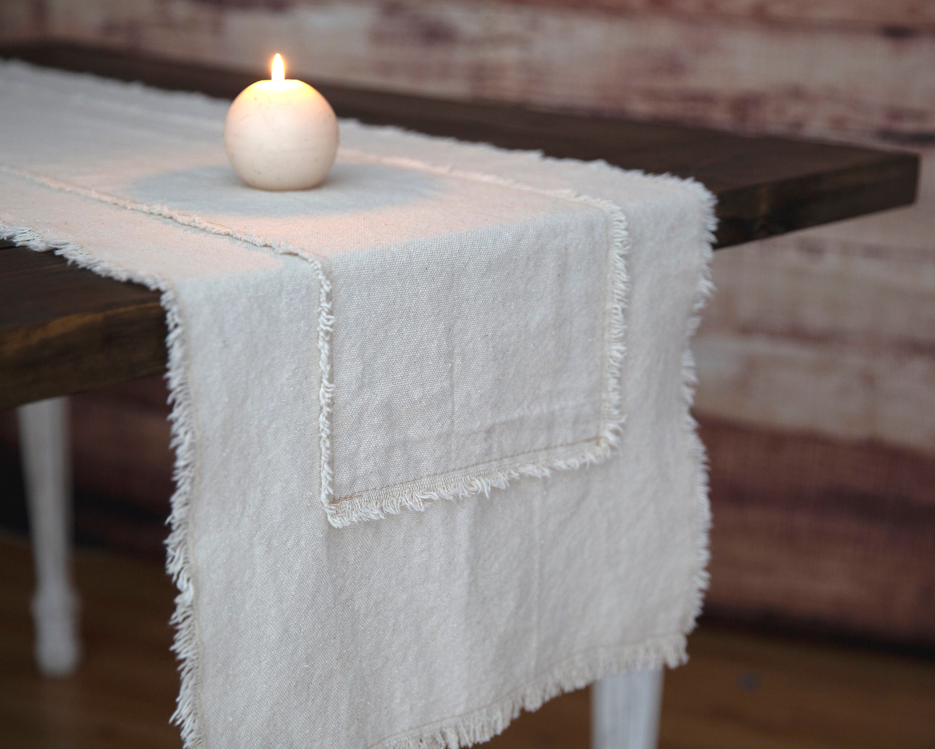 35 Elegant Christmas Hallway and Entryway Decorations 12 Rustic Farmhouse Table Runner - Neutral Sandy Beige Cotton Fall…