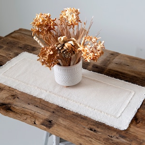 Rustic table runner|frayed edges|small handmade farmhouse Christmas table runner