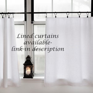 Linen cafe curtains simple whiteKitchen curtains1 panel image 9