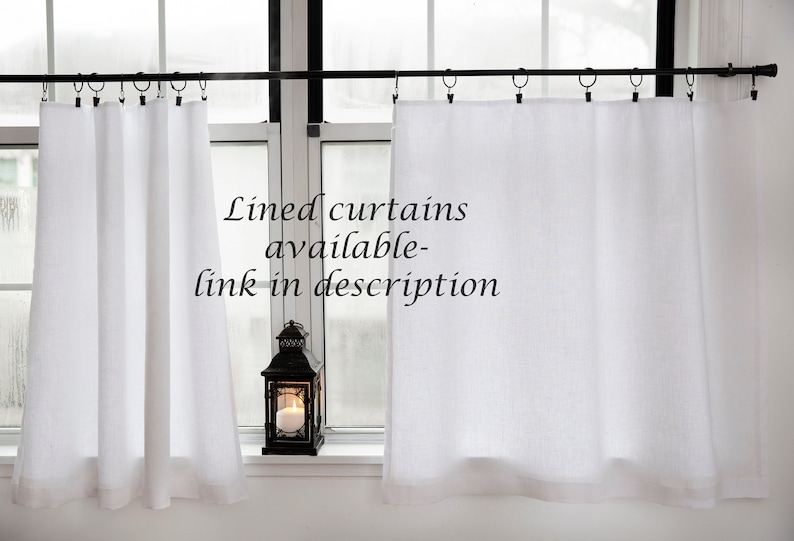 Linen cafe curtains simple whiteKitchen curtains1 panel image 9