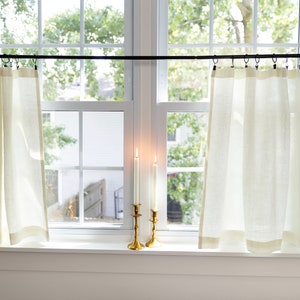 Linen cafe curtains| ANTIQUE OFF WHITE| neutral curtains|Kitchen curtains|1 panel short neutral decor