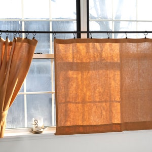 Linen cafe curtains| cinnamon kitchen curtains|Kitchen curtains|1 panel|rust curtains