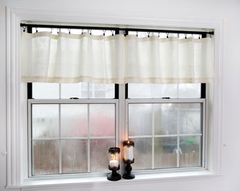 Linen valance| antique off white|Kitchen curtains|1 panel