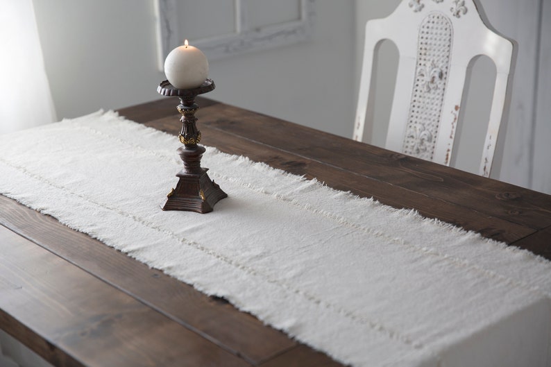 Rustic table runner farmhouse frayed edges image 10