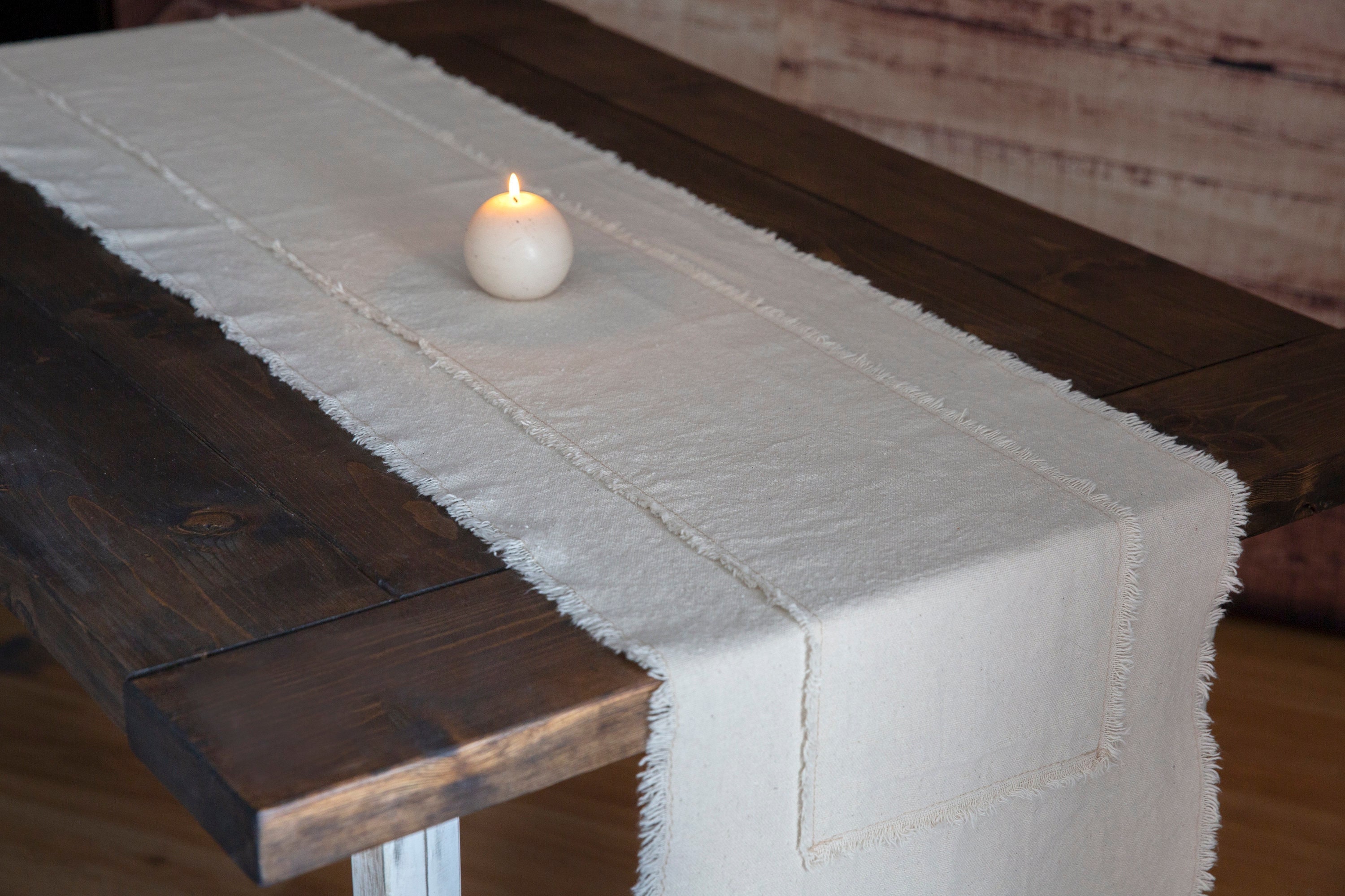 Rustic Farmhouse Table Runner | Farmhouse Dining Decor Cream Color